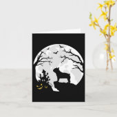 Bulldog in de maan Halloween kostuum Mannen vrouwe Kaart (Gele Bloem)