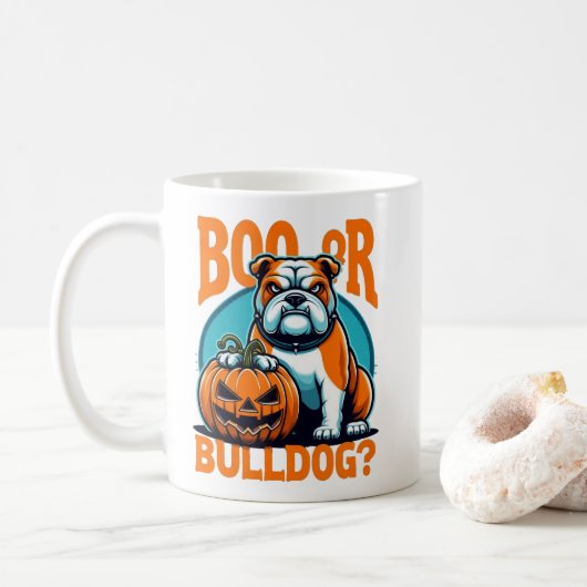Bulldog in de Pop Art Styls Halloween Koffiemok (Met donut)
