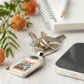 Bulldog in de Pop Art Styls Halloween Sleutelhanger (Zijkant)