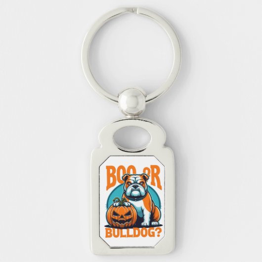 Bulldog in de Pop Art Styls Halloween Sleutelhanger (Voorkant)