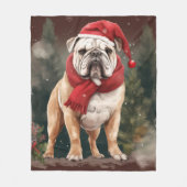 Bulldog in de Sneeuw Kerstmis Fleece Deken (Voorkant)