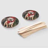 Bulldog in de Sneeuw Kerstmis Handwaaier (Niet-gemonteerd)