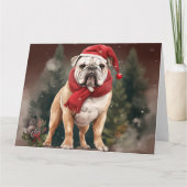 Bulldog in de Sneeuw Kerstmis Kaart (Voorkant)