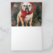 Bulldog in de Sneeuw Kerstmis Kaart (Binnen)