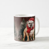 Bulldog in de Sneeuw Kerstmis Koffiemok (Voorkant rechts)