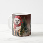 Bulldog in de Sneeuw Kerstmis Koffiemok (Voorkant links)