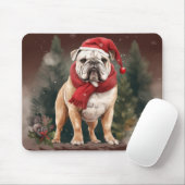 Bulldog in de Sneeuw Kerstmis Muismat (Met muis)