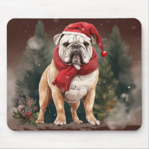 Bulldog in de Sneeuw Kerstmis Muismat