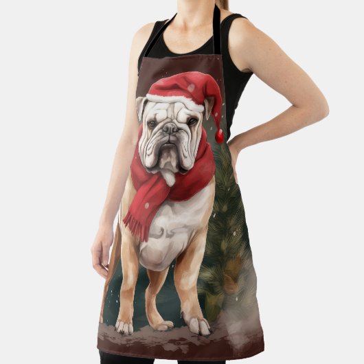 Bulldog in de Sneeuw Kerstmis Schort (Insitu)