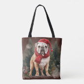 Bulldog in de Sneeuw Kerstmis Tote Bag (Achterkant)
