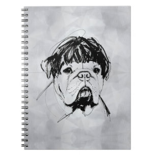 Bulldog in een pruik (stijl 2) Fijne Kunst Notitieboek