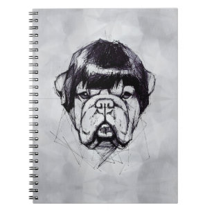 Bulldog in een Pruik (Stijl 3) Fijne Kunst Notitieboek