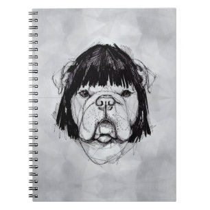 Bulldog in een pruik (stijl 6) Fine Art Notitieboek