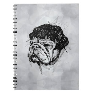 Bulldog in een pruik (stijl 7) Fijne Kunst Notitieboek