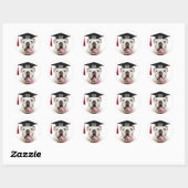 Bulldog in Graduation Cap met Klasse Jaar Ronde Sticker (Vel)
