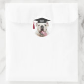 Bulldog in Graduation Cap met Klasse Jaar Ronde Sticker (Tas)