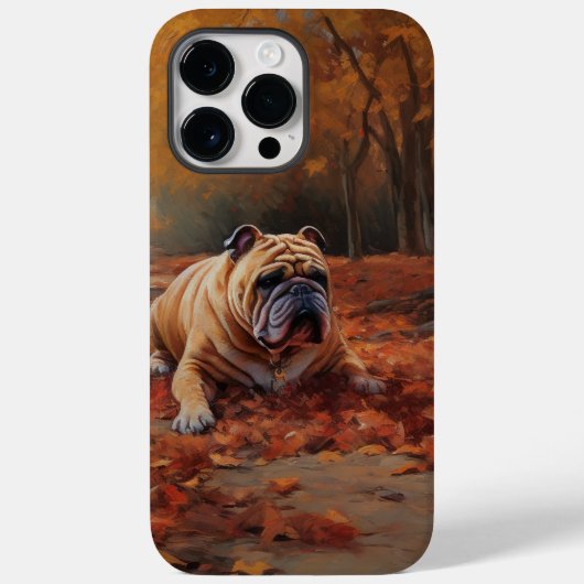 Bulldog in herfst laat Herfst inspireren Case-Mate iPhone Case (Achterkant)