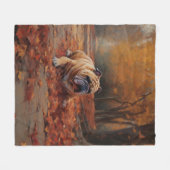 Bulldog in herfst laat Herfst inspireren Fleece Deken (Voorkant (Horizontaal))
