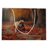 Bulldog in herfst laat Herfst inspireren Groot Cadeauzakje (Achterkant)