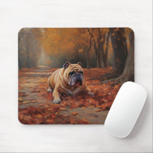 Bulldog in herfst laat Herfst inspireren Muismat