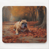 Bulldog in herfst laat Herfst inspireren Muismat (Voorkant)