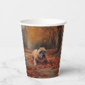 Bulldog in herfst laat Herfst inspireren Papieren Bekers (Achterkant)