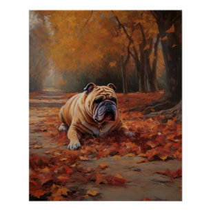 Bulldog in herfst laat Herfst inspireren Perfect Poster