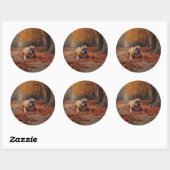 Bulldog in herfst laat Herfst inspireren Ronde Sticker (Vel)