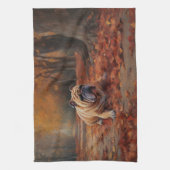 Bulldog in herfst laat Herfst inspireren Theedoek (Verticaal)