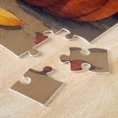 Bulldog in herfstbladeren Thanksgiving kunst Legpuzzel (Zijkant)