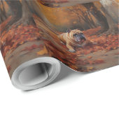 Bulldog in herfstbladeren val inspireert cadeaupapier (Rol Hoek)