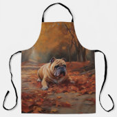Bulldog in herfstbladeren val inspireert schort (Voorkant)