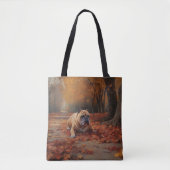 Bulldog in herfstbladeren val inspireert tote bag (Voorkant)