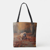 Bulldog in herfstbladeren val inspireert tote bag (Achterkant)