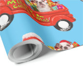 Bulldog in Kerstmis Leveringsvrachtwagen Cadeaupapier (Rol Hoek)