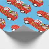 Bulldog in Kerstmis Leveringsvrachtwagen Cadeaupapier (Hoek)