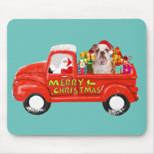 Bulldog in Kerstmis Leveringsvrachtwagen Muismat