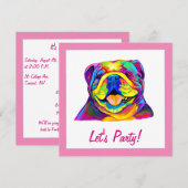 Bulldog in Kleuren Verjaardag Kaart (Voorkant / Achterkant)
