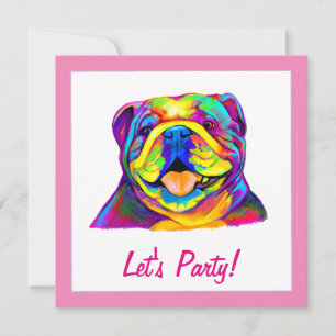 Bulldog in Kleuren Verjaardag Kaart