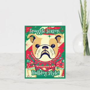 Bulldog in lelijke kersttrui Feestelijk Grappig Feestdagen Kaart