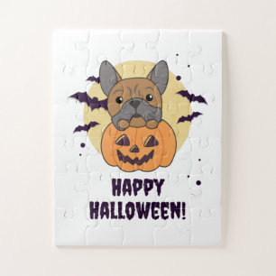Bulldog in Pumpkin Cute Dogs Happy Halloween Legpuzzel
