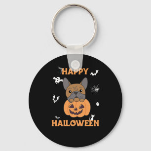 Bulldog in Pumpkin Cute Dogs Happy Halloween Sleutelhanger
