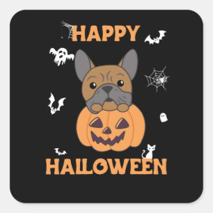Bulldog in Pumpkin Cute Dogs Happy Halloween Vierkante Sticker