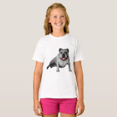 Bulldog in rode accentstijl t-shirt (Voorkant volledig)