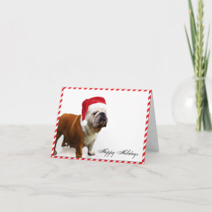 Bulldog in Santa Hat Kerst Kaart