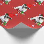 Bulldog in Santa Hat Kerstmis Cadeaupapier (Hoek)