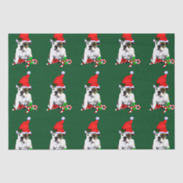 Bulldog in Santa Hat Kerstmis Tissuepapier