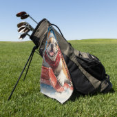 Bulldog in Sledge Laat het sneeuwen Kerstmis Golfhanddoek (Groen)