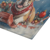 Bulldog in Sledge Laat het sneeuwen Kerstmis Snijplank (Hoek)