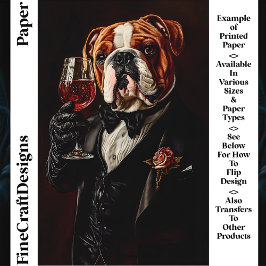 Bulldog in smoking en strikje & wijn CR8 ambachtel